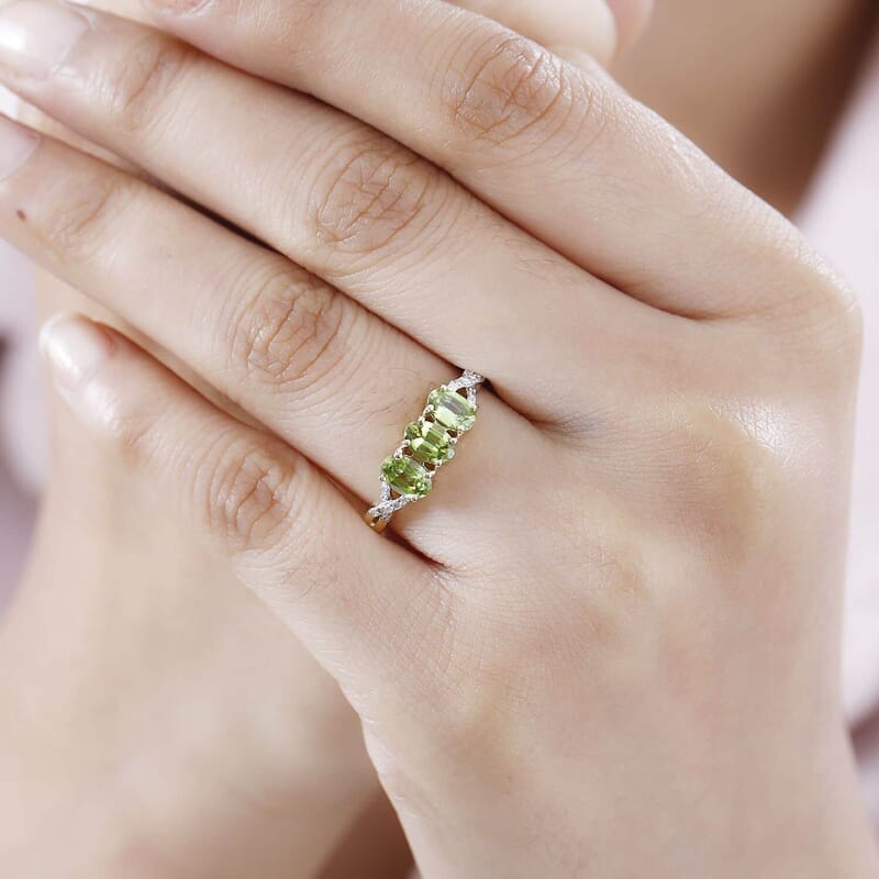Luxoro 10K Yellow Gold Premium Sava Sphene, Diamond (G-H, I2) Ring (Size 10.0) 1.50 ctw