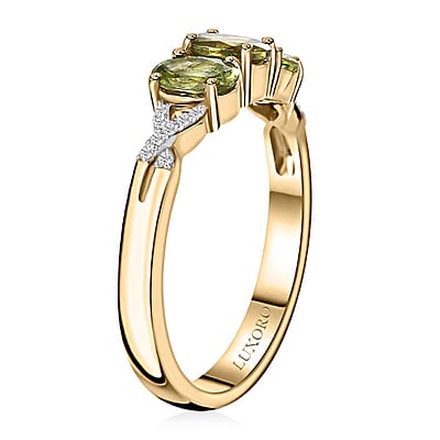 Luxoro 10K Yellow Gold Premium Sava Sphene, Diamond (G-H, I2) Ring (Size 10.0) 1.50 ctw
