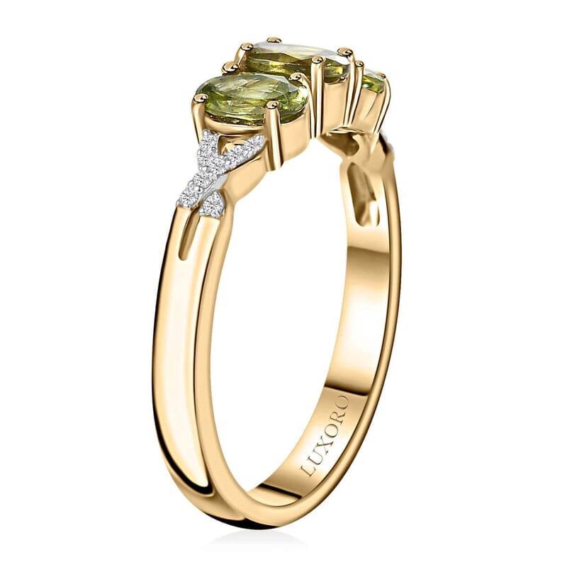 Luxoro 10K Yellow Gold Premium Sava Sphene, Diamond (G-H, I2) Ring (Size 10.0) 1.50 ctw