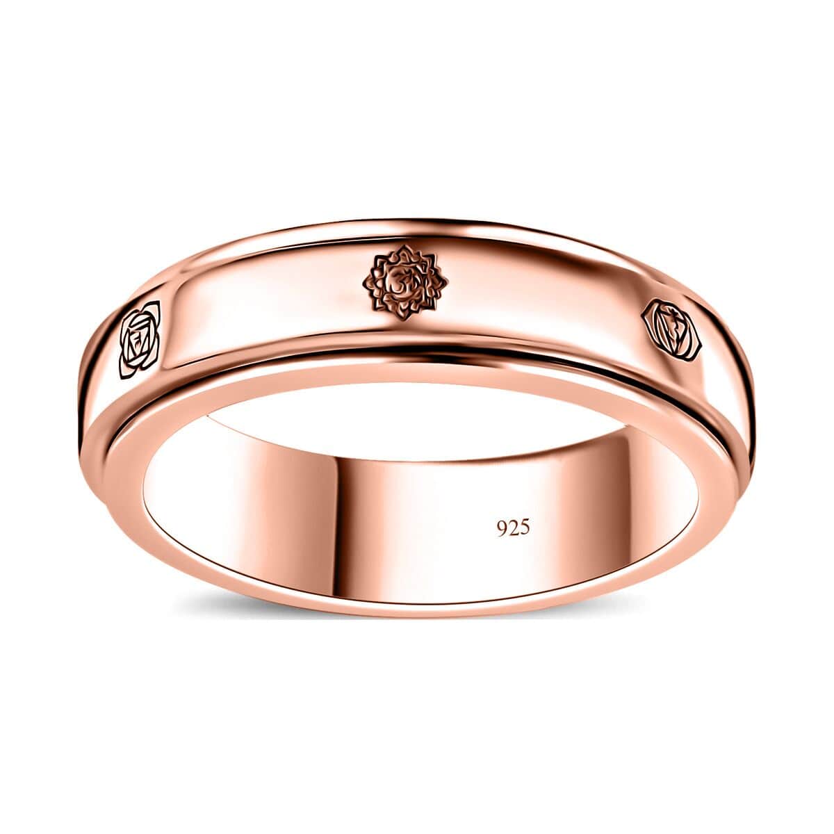 Floral Spinner Band Ring in 14K Vermeil Rose Gold Over Sterling Silver (Size 5.0) 5.20 Grams image number 0