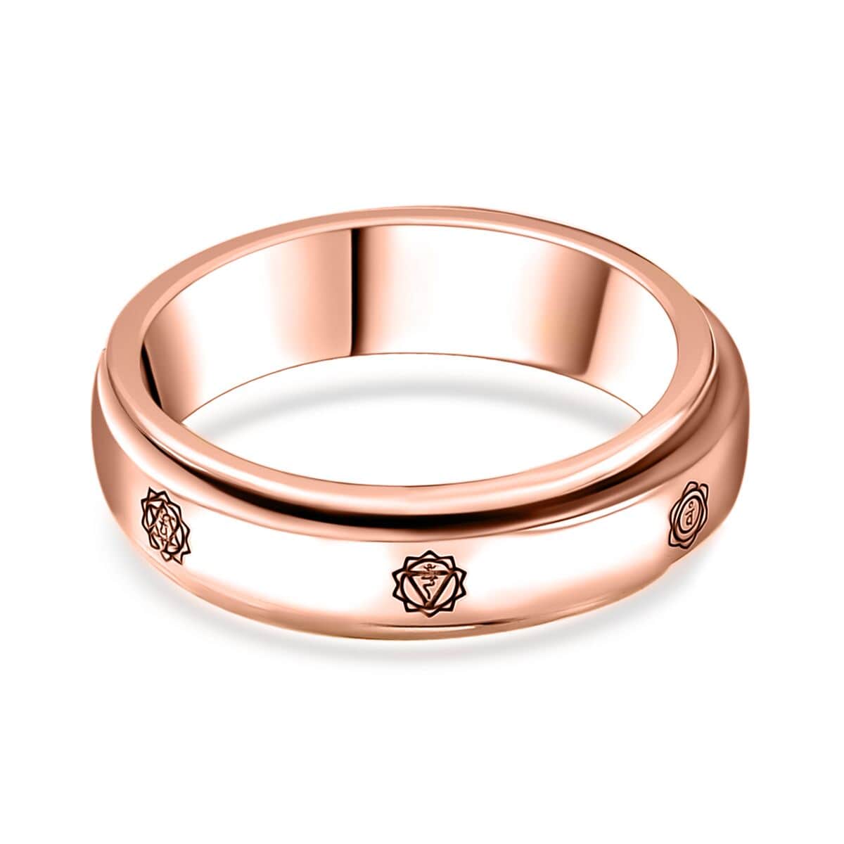 Floral Spinner Band Ring in 14K Vermeil Rose Gold Over Sterling Silver (Size 5.0) 5.20 Grams image number 4