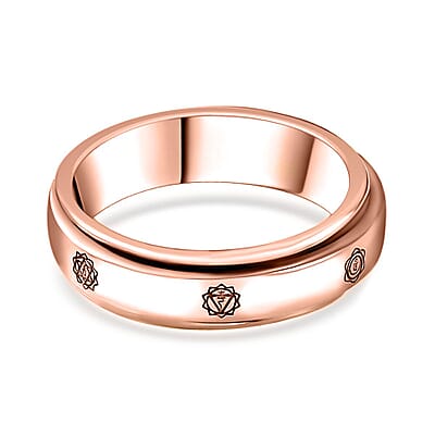 Floral Spinner Band Ring in 14K Vermeil Rose Gold Over Sterling Silver (Size 5.0) 5.20 Grams
