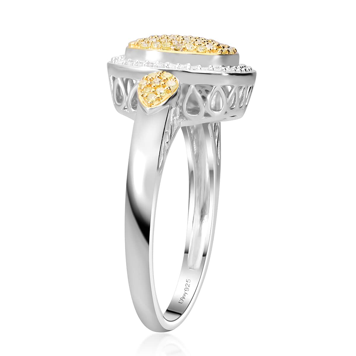 Natural Yellow and White Diamond I3 Cluster Ring in Vermeil Yellow Gold Over Sterling Silver (Size 10.0) 0.50 ctw image number 3