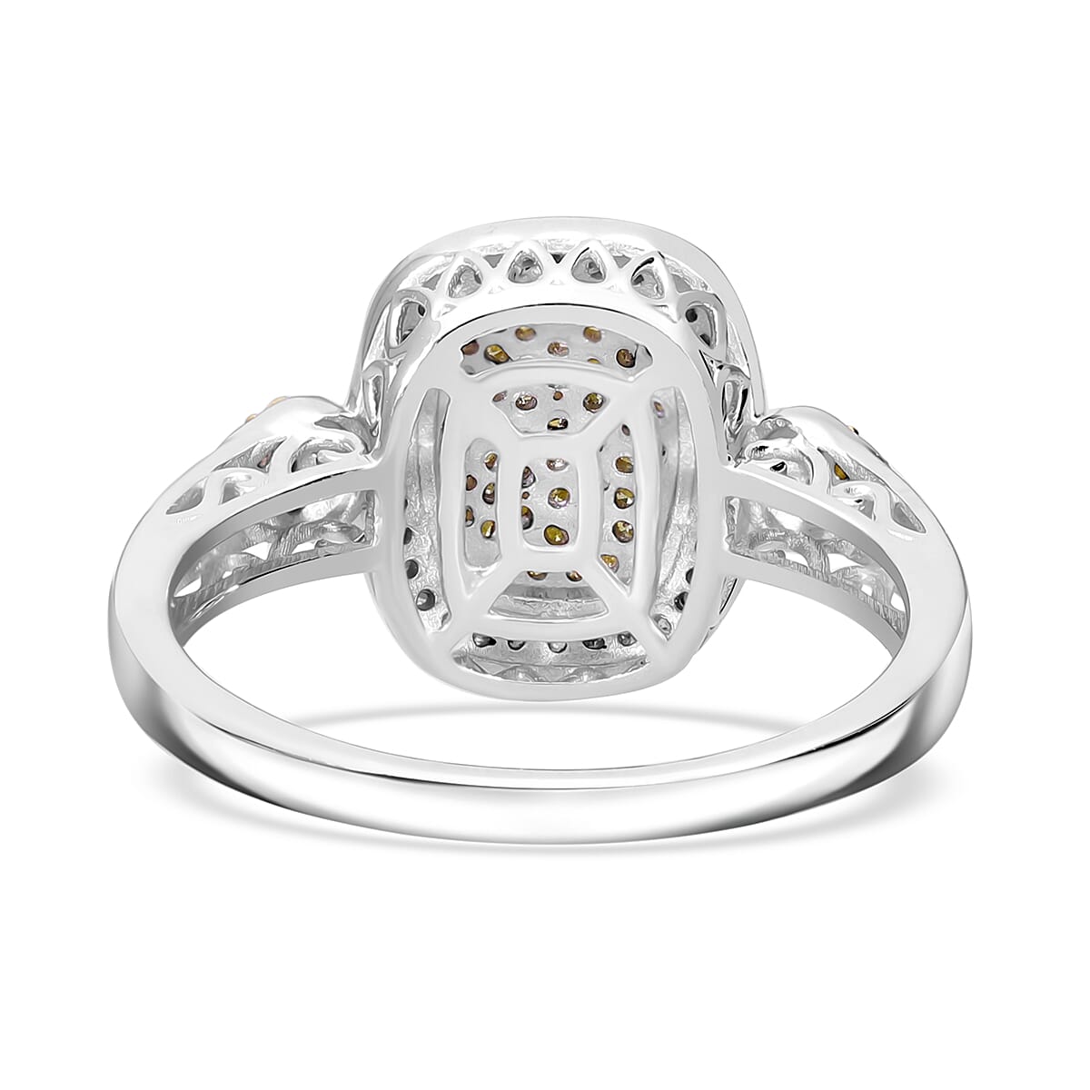 Natural Yellow and White Diamond I3 Cluster Ring in Vermeil Yellow Gold Over Sterling Silver (Size 10.0) 0.50 ctw