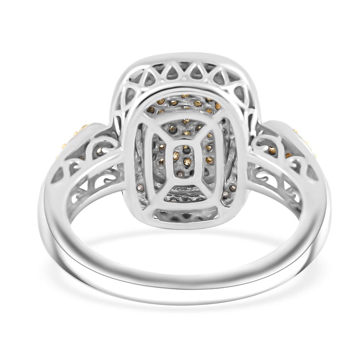 Natural Yellow and White Diamond I3 Cluster Ring in Vermeil Yellow Gold Over Sterling Silver (Size 6.0) 0.50 ctw image number 4
