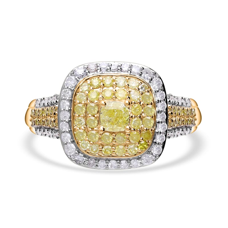 Luxoro 10K Yellow Gold Natural Yellow and Diamond I1-I2 Ring (Size 8.0) 1.00 ctw