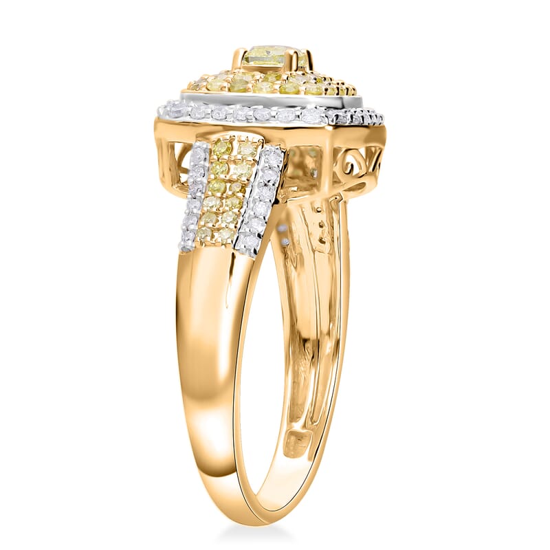 Luxoro 10K Yellow Gold Natural Yellow and Diamond I1-I2 Ring (Size 8.0) 1.00 ctw