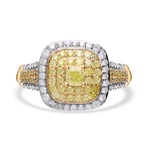 Luxoro 10K Yellow Gold Natural Yellow and Diamond I1-I2 Ring (Size 9.0) 1.00 ctw