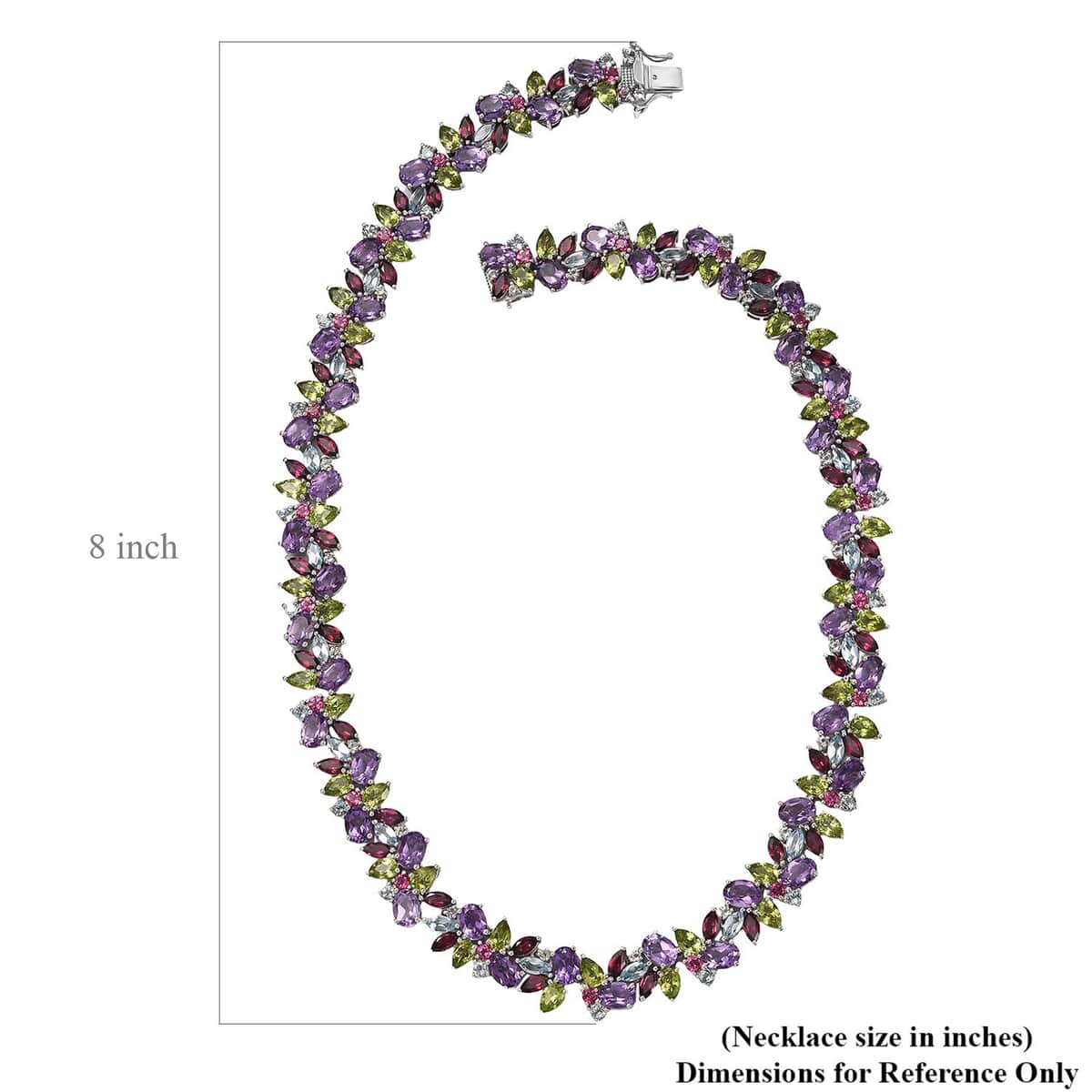 Multi Gemstone Plum Blossom Necklace 18 Inches in Platinum Over Sterling Silver 87.25 ctw image number 5