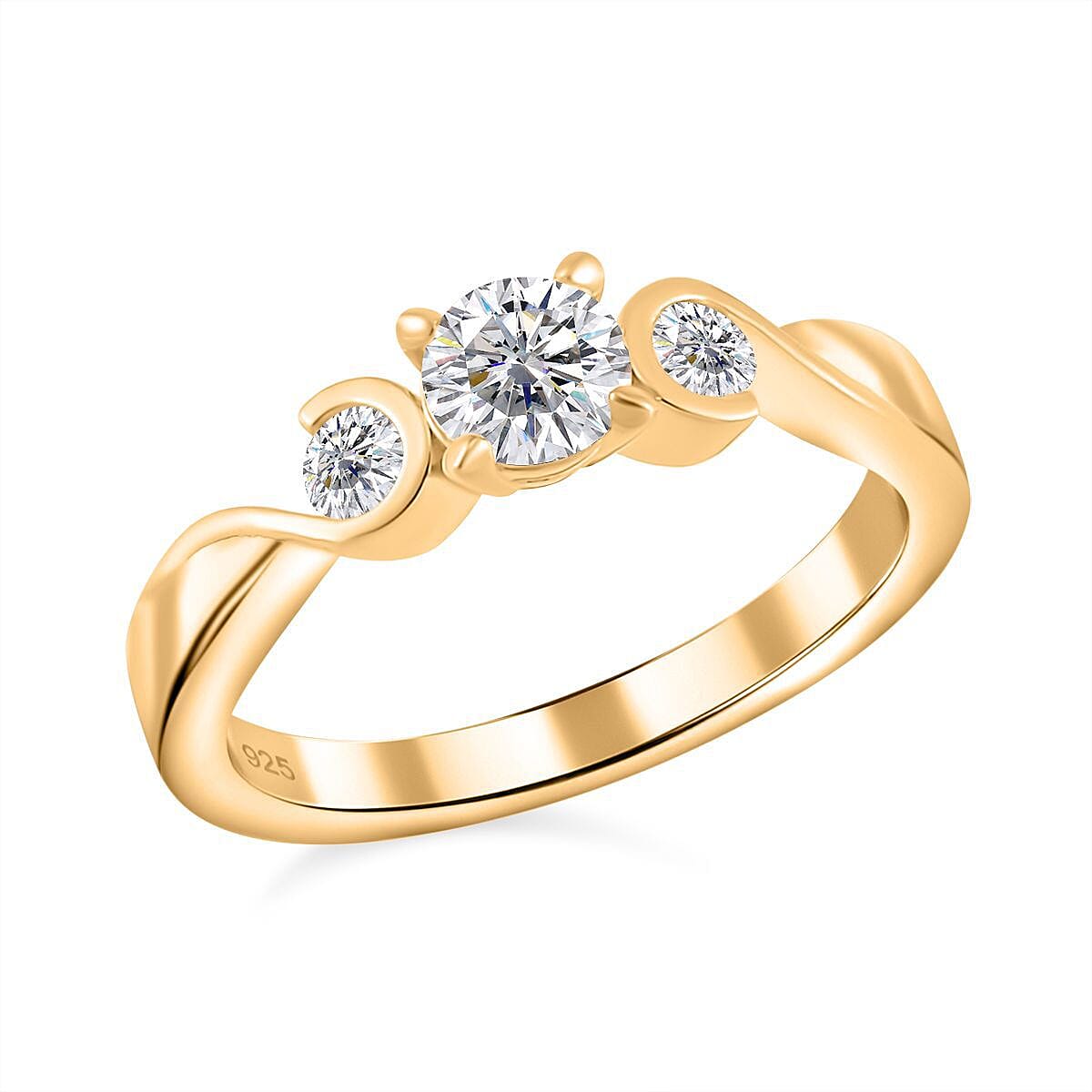 Moissanite 0.70 ctw Ring in Vermeil Yellow Gold Over Sterling Silver (Size 5.5)