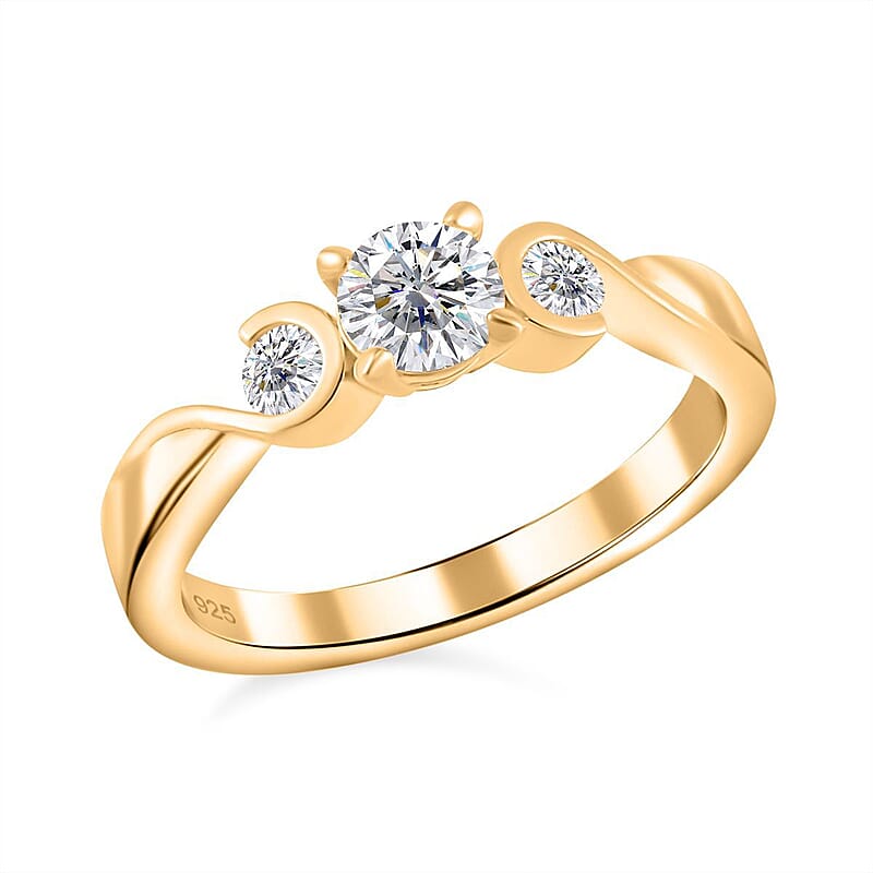 Moissanite 0.70 ctw Ring in Vermeil Yellow Gold Over Sterling Silver (Size 5.5)