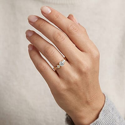 Moissanite 0.70 ctw Ring in Vermeil Yellow Gold Over Sterling Silver (Size 5.5)