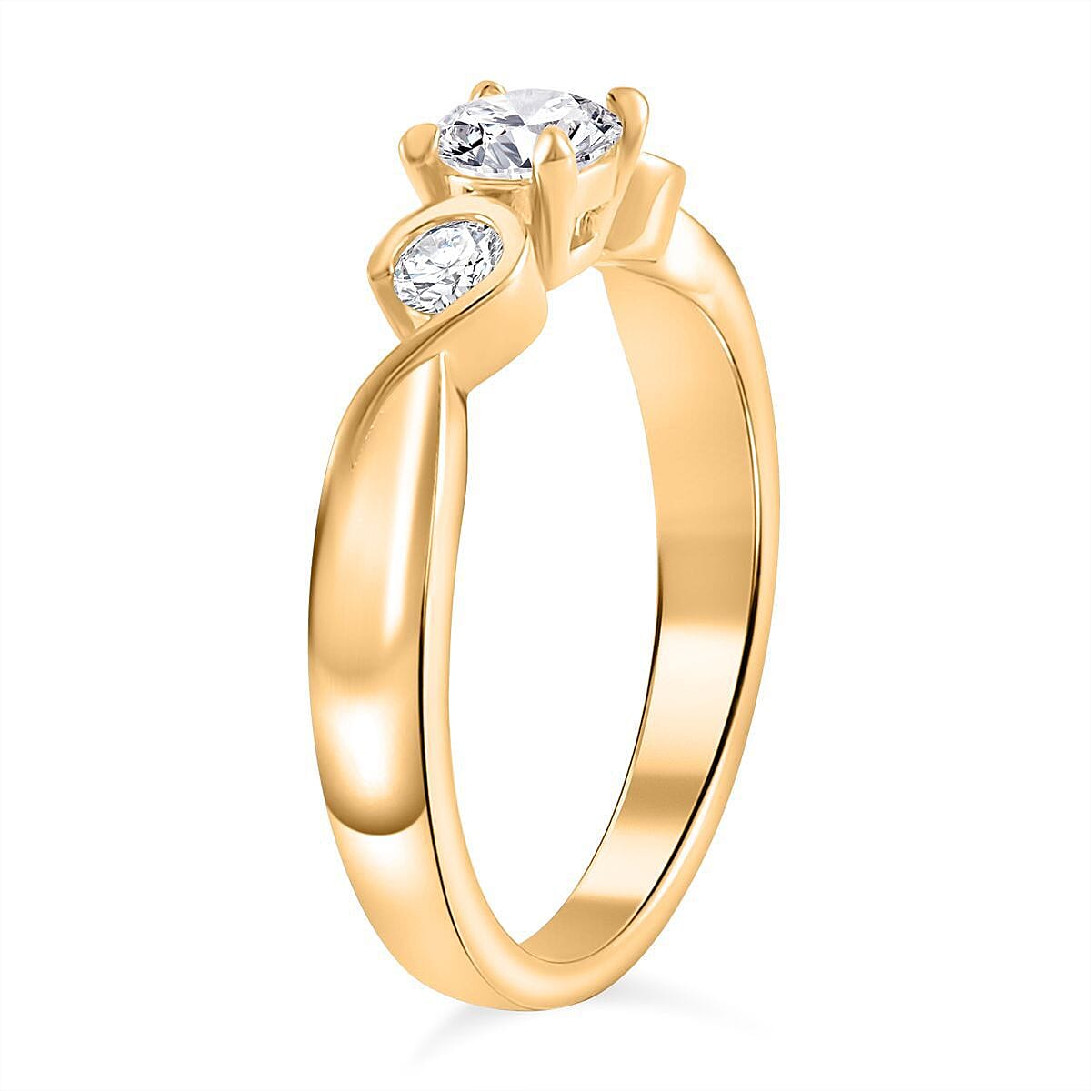Moissanite 0.70 ctw Ring in Vermeil Yellow Gold Over Sterling Silver (Size 5.5)