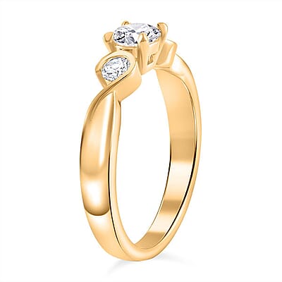 Moissanite 0.70 ctw Ring in Vermeil Yellow Gold Over Sterling Silver (Size 5.5)
