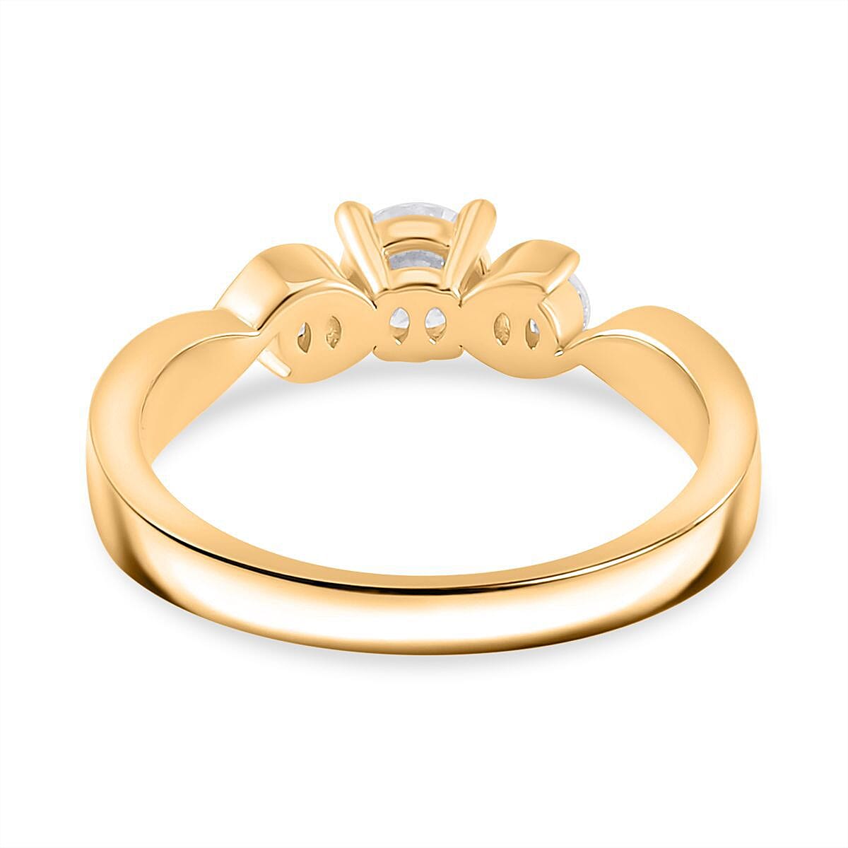 Moissanite 0.70 ctw Ring in Vermeil Yellow Gold Over Sterling Silver (Size 5.5)