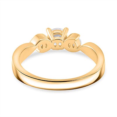 Moissanite 0.70 ctw Ring in Vermeil Yellow Gold Over Sterling Silver (Size 5.5)