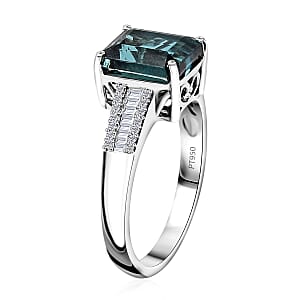 Certified & Appraised Rhapsody 950 Platinum AAAA Monte Belo Indicolite and E-F VS Diamond Ring (Size 5.0) 8 Grams 4.25 ctw