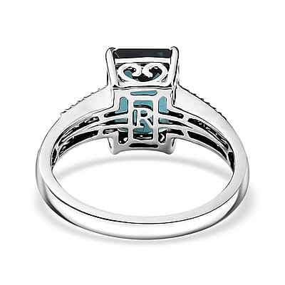 Certified & Appraised Rhapsody 950 Platinum AAAA Monte Belo Indicolite and E-F VS Diamond Ring (Size 5.0) 8 Grams 4.25 ctw