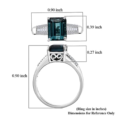 Certified & Appraised Rhapsody 950 Platinum AAAA Monte Belo Indicolite and E-F VS Diamond Ring (Size 5.0) 8 Grams 4.25 ctw