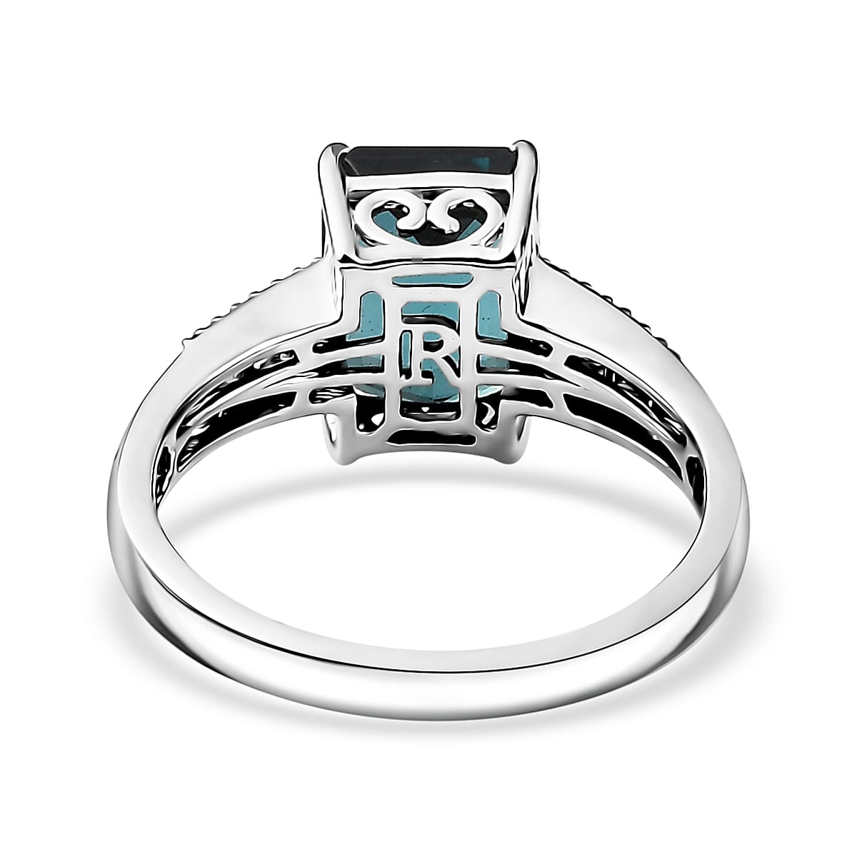 Certified & Appraised Rhapsody 950 Platinum AAAA Monte Belo Indicolite and E-F VS Diamond Ring (Size 7.5) 8 Grams 4.25 ctw image number 4