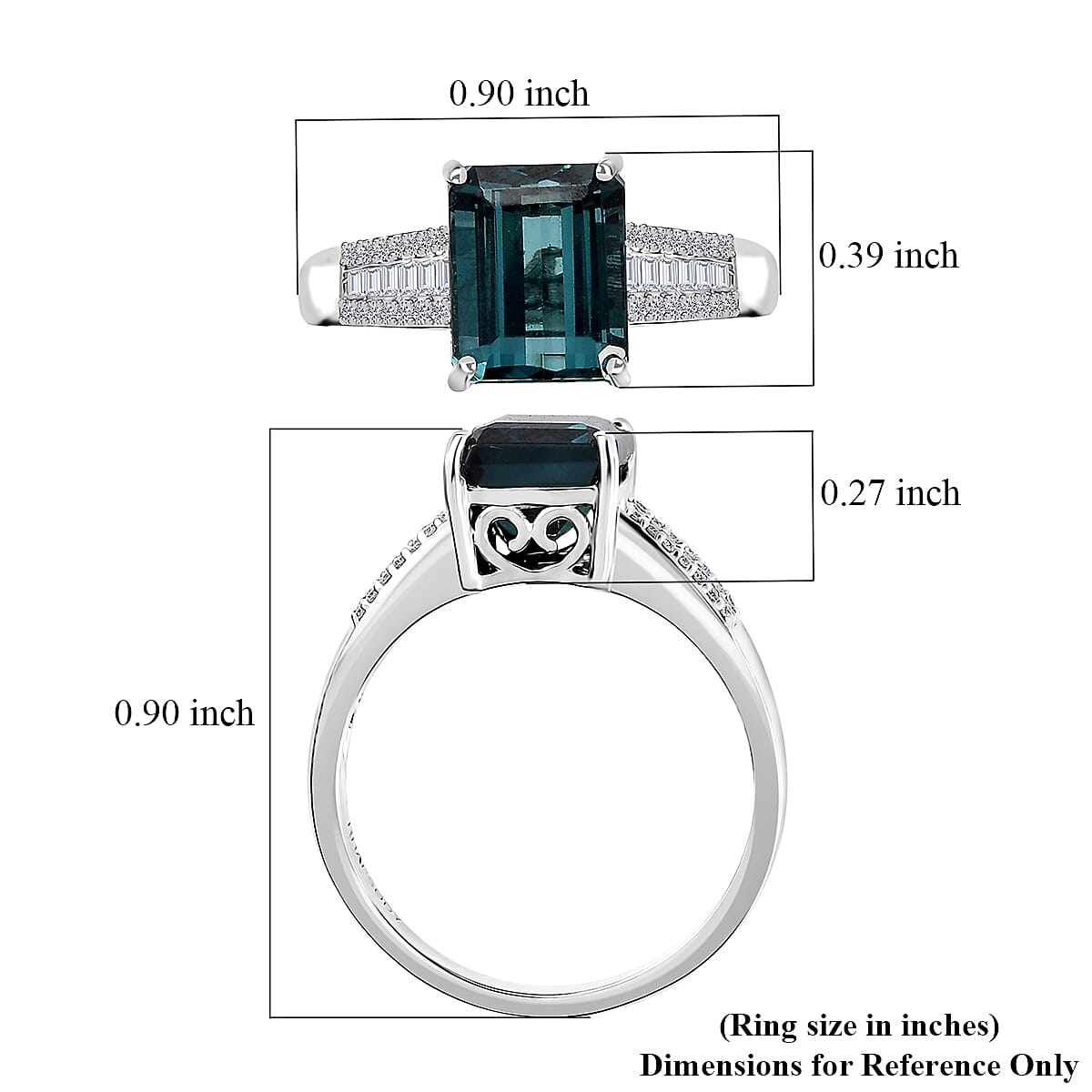 Certified & Appraised Rhapsody 950 Platinum AAAA Monte Belo Indicolite and E-F VS Diamond Ring (Size 7.5) 8 Grams 4.25 ctw image number 5
