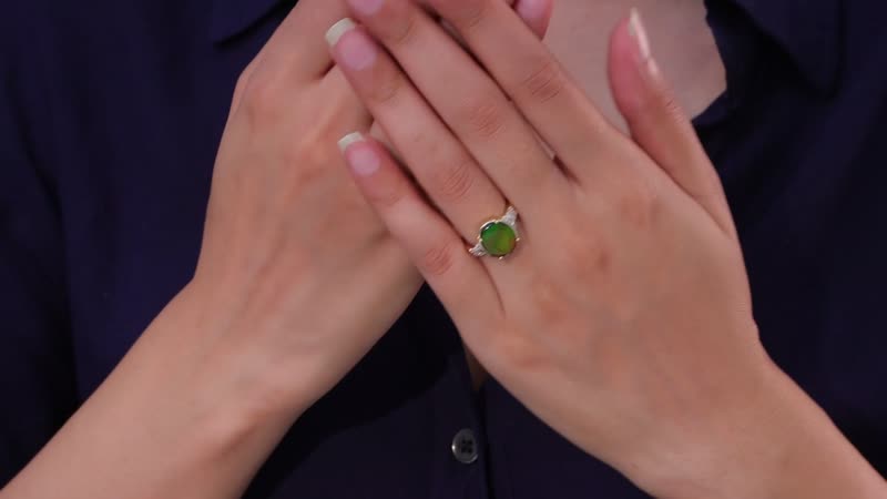 Luxoro 10K Yellow Gold Premium Canadian Ammolite, Diamond (G-H, I2) Ring (Size 10.0) (4 g) 3.65 ctw