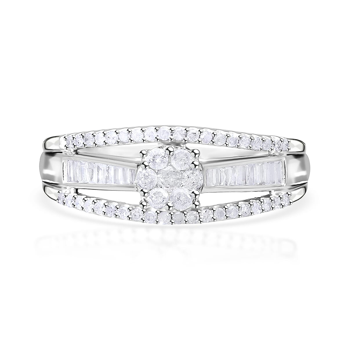 Diamond 0.50 ctw Ring in Platinum Over Sterling Silver (Size 8.0)