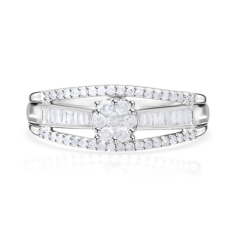 Diamond 0.50 ctw Ring in Platinum Over Sterling Silver (Size 8.0)