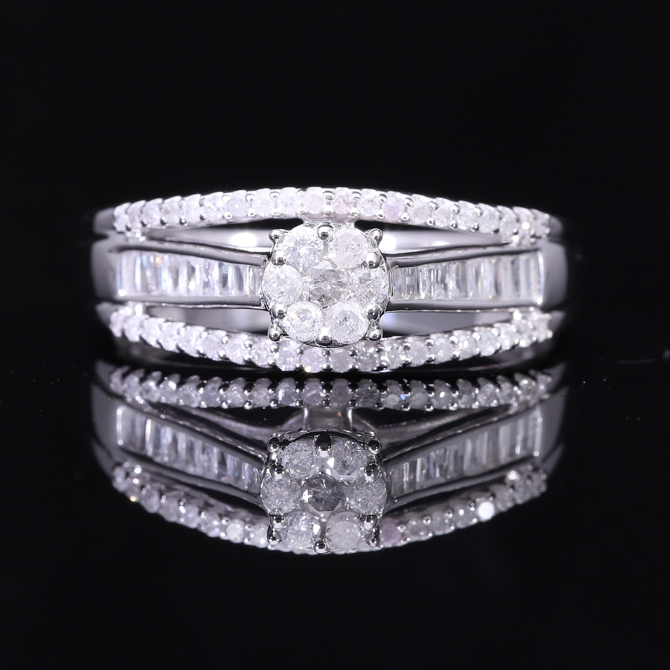 Diamond 0.50 ctw Ring in Platinum Over Sterling Silver (Size 8.0)