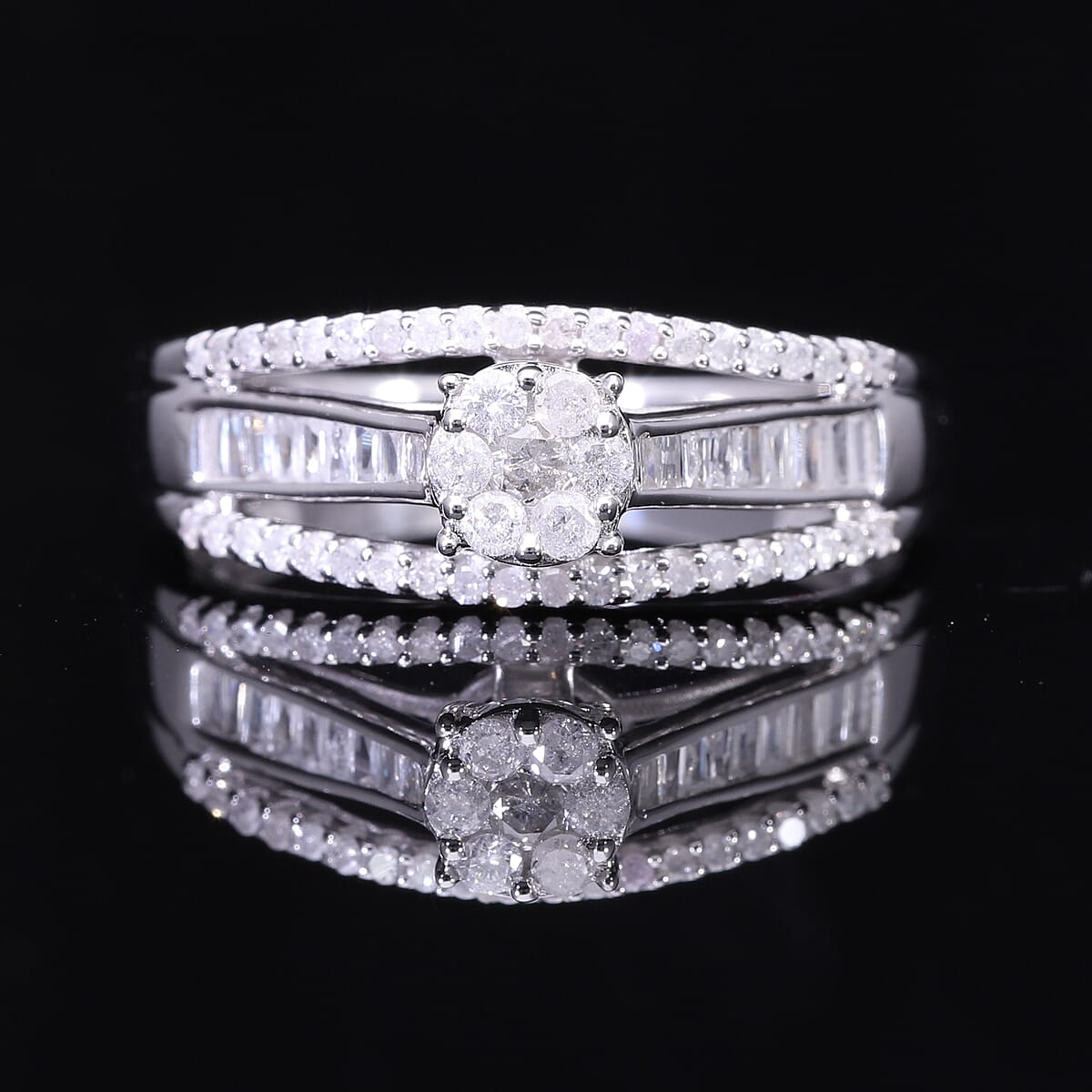 Diamond 0.50 ctw Ring in Platinum Over Sterling Silver (Size 8.0) image number 1