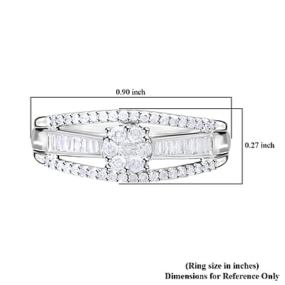 Diamond 0.50 ctw Ring in Platinum Over Sterling Silver (Size 8.0)