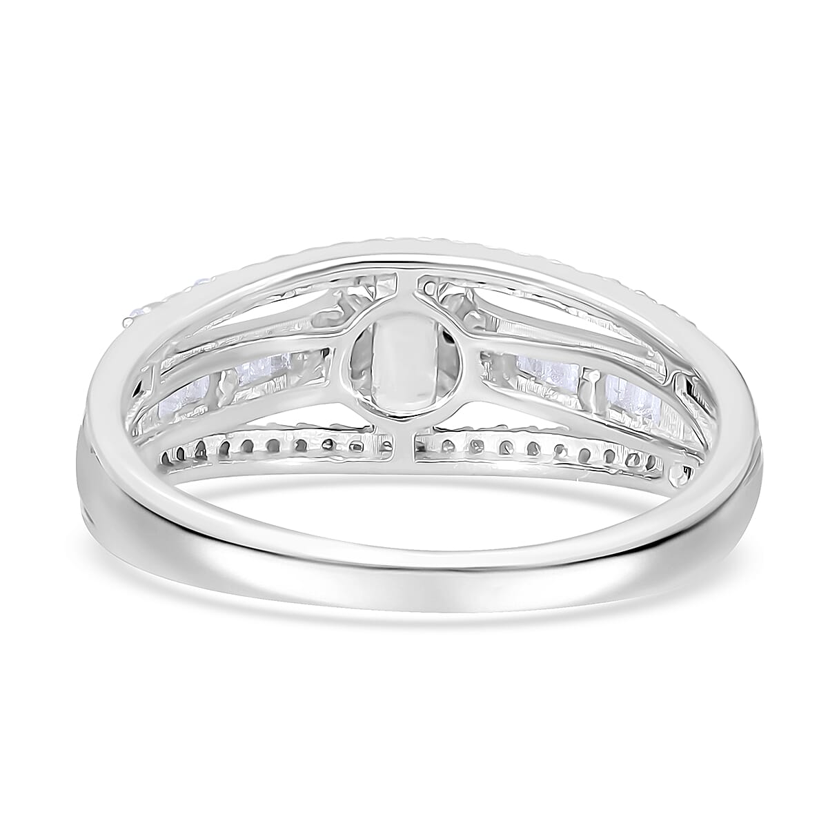 Diamond 0.50 ctw Ring in Platinum Over Sterling Silver (Size 8.0)