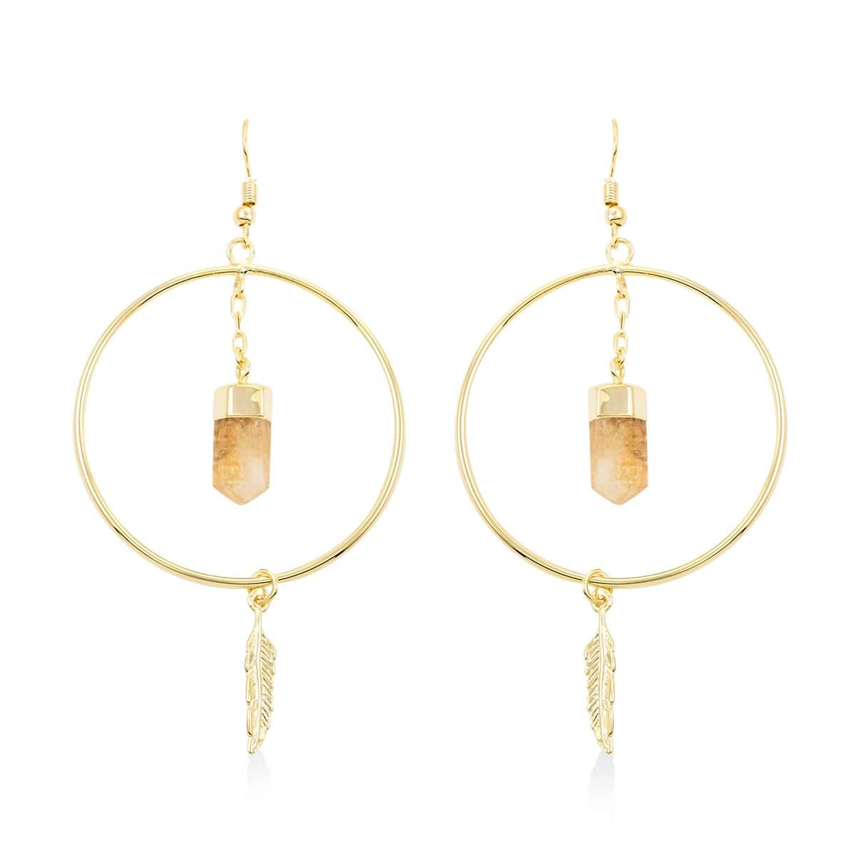 Citrine Earrings in Goldtone 18.05 ctw image number 0