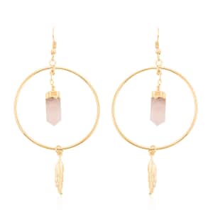 Rose Quartz Earrings in Goldtone 22.90 ctw