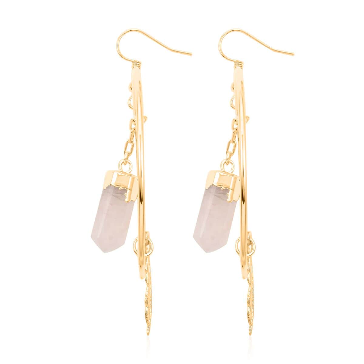 Rose Quartz Earrings in Goldtone 22.90 ctw image number 3