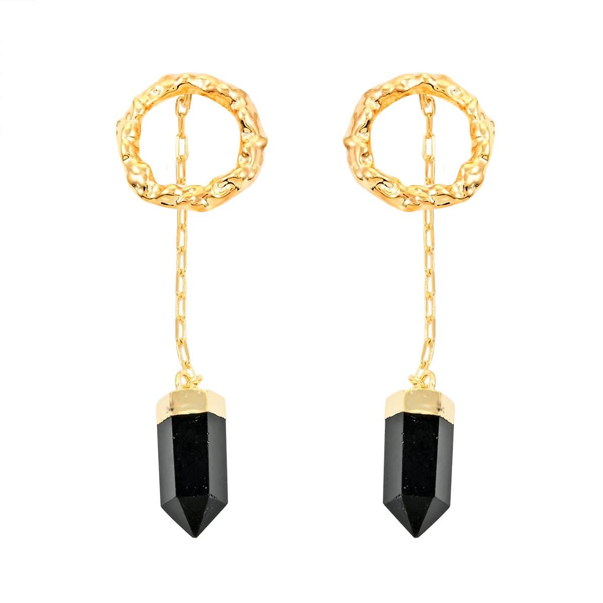 Obsidian Earrings in Goldtone 17.00 ctw image number 0