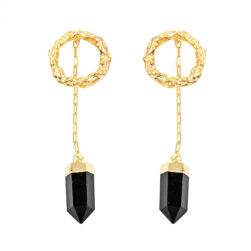 Colors of Brazil Obsidian Earrings in Goldtone 17.00 ctw