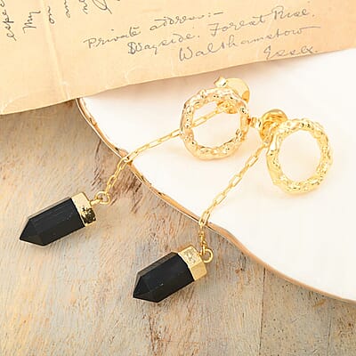Colors of Brazil Obsidian Earrings in Goldtone 17.00 ctw