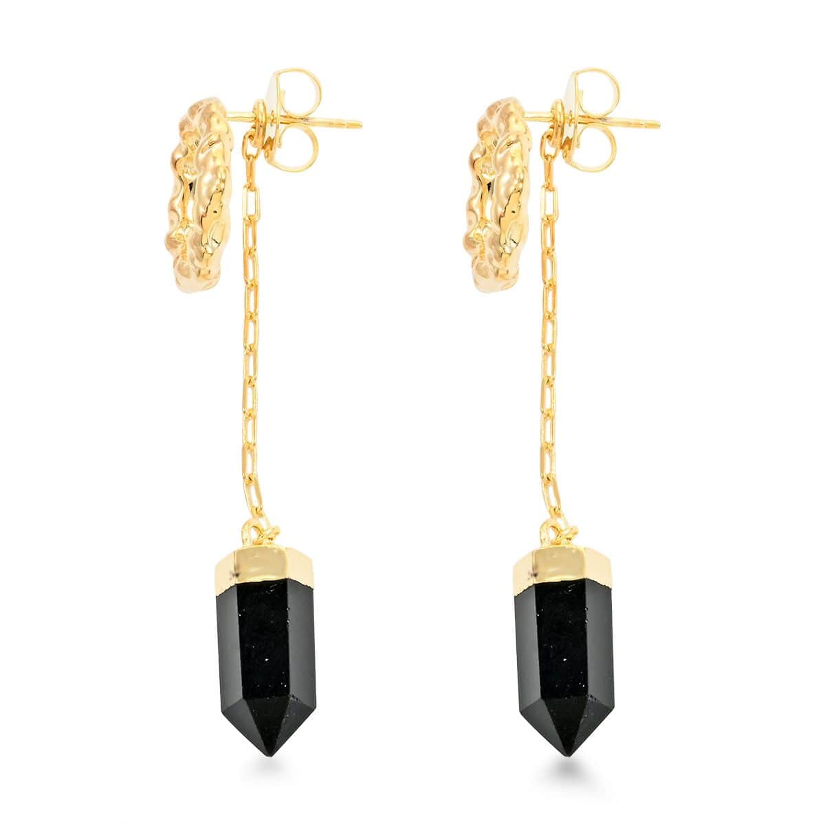 Obsidian Earrings in Goldtone 17.00 ctw image number 3