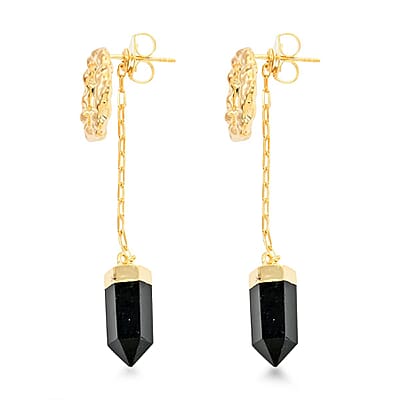 Colors of Brazil Obsidian Earrings in Goldtone 17.00 ctw