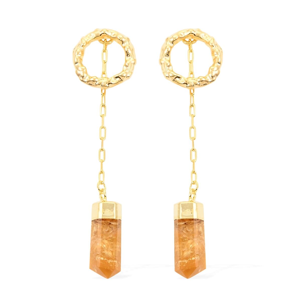 Colors of Brazil Citrine Earrings in Goldtone 22.00 ctw image number 0