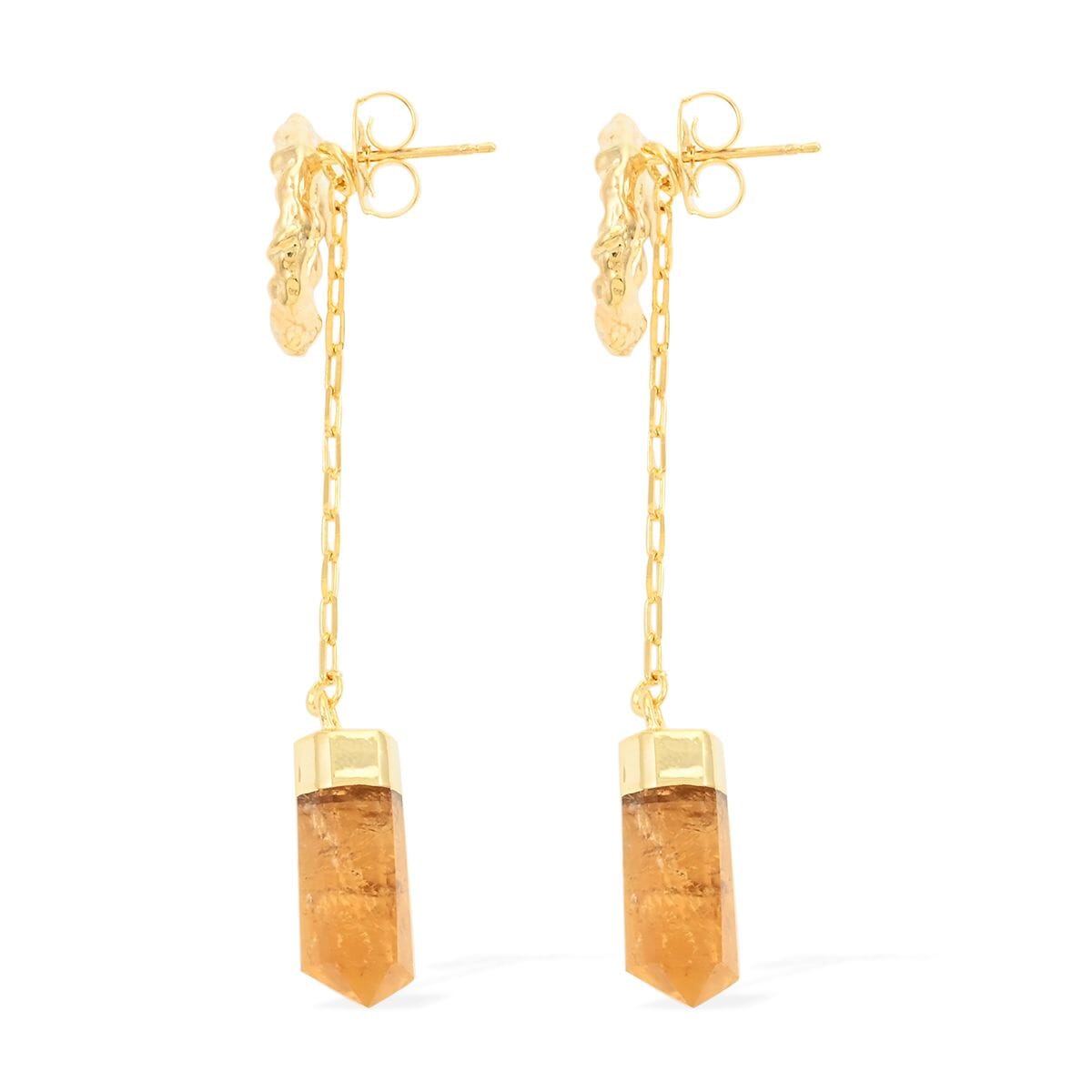 Colors of Brazil Citrine Earrings in Goldtone 22.00 ctw image number 3