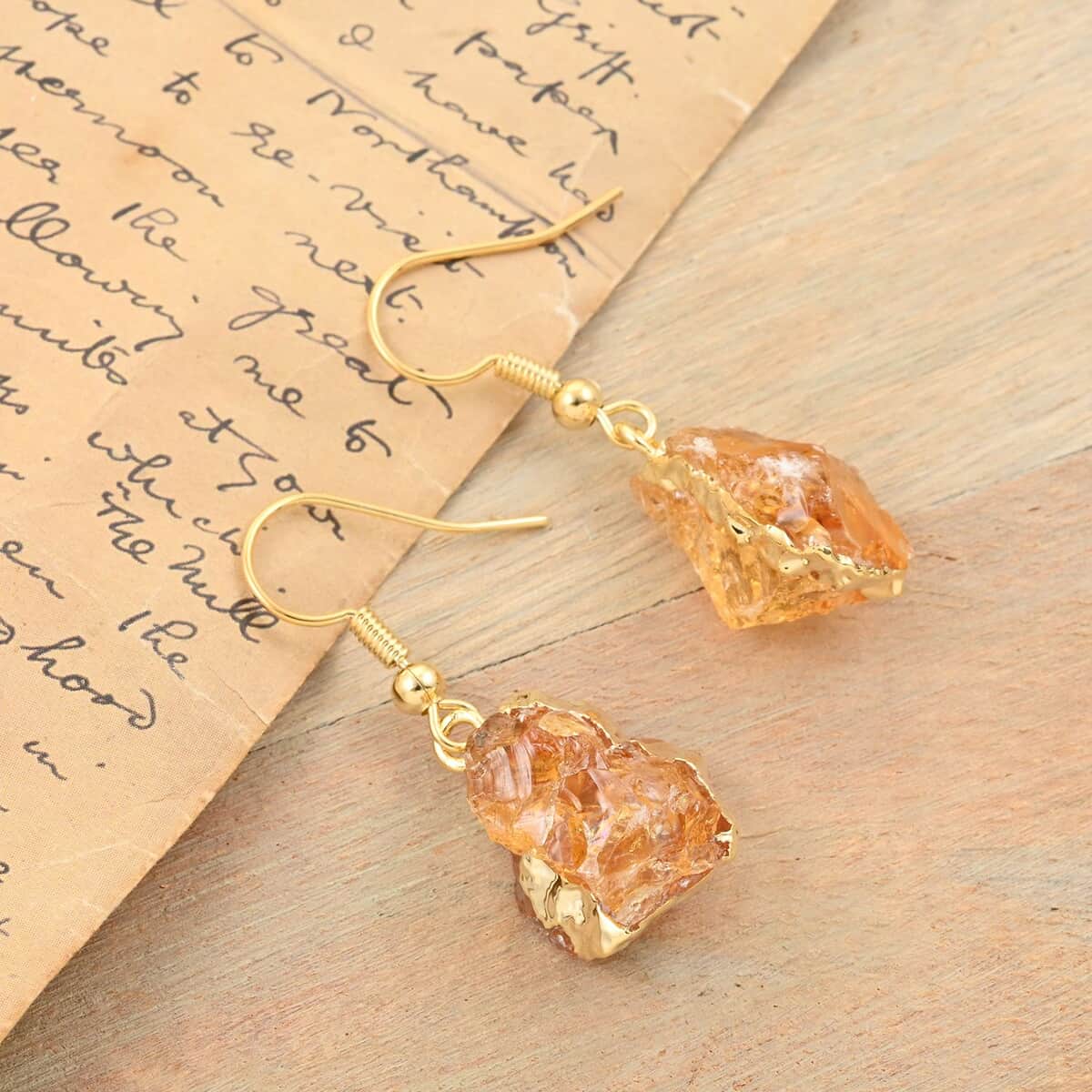 Colors of Brazil Citrine Earrings in Goldtone 19.00 ctw image number 1