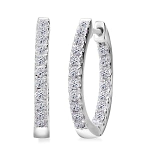 Luxuriant Lab Grown Diamond (VS) Hoop Earrings in Platinum Over Sterling Silver 0.75 ctw