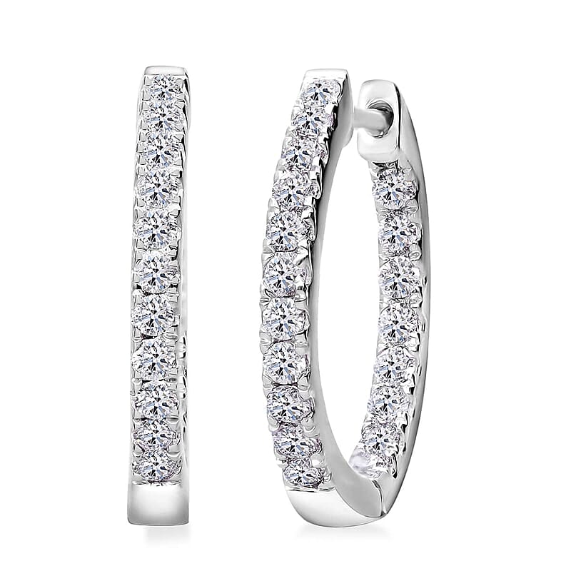 Luxuriant Lab Grown Diamond (VS) Hoop Earrings in Platinum Over Sterling Silver 0.75 ctw