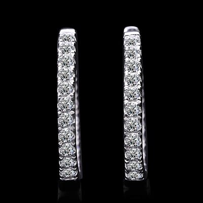 Luxuriant Lab Grown Diamond (VS) Hoop Earrings in Platinum Over Sterling Silver 0.75 ctw