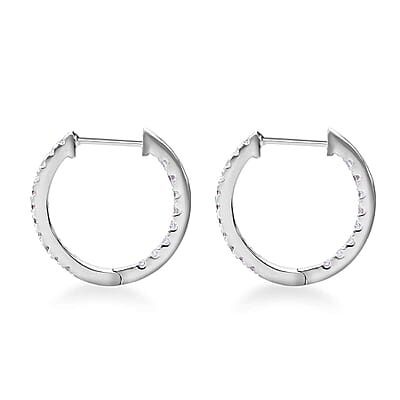 Luxuriant Lab Grown Diamond (VS) Hoop Earrings in Platinum Over Sterling Silver 0.75 ctw