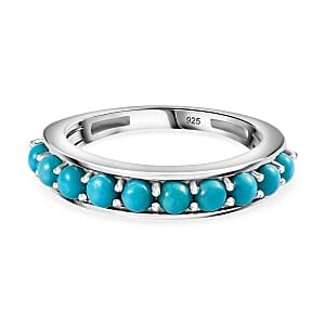 Sleeping Beauty Turquoise 0.77 ctw Ring in Rhodium Over Sterling Silver (Size 6.5)