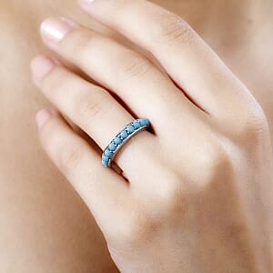 Sleeping Beauty Turquoise 0.77 ctw Ring in Rhodium Over Sterling Silver (Size 6.5)
