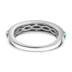 Sleeping Beauty Turquoise 0.77 ctw Ring in Rhodium Over Sterling Silver (Size 6.5)